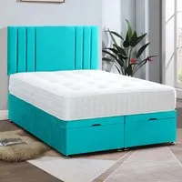 Slumberlyn Small Double Divan Ottoman Bed with Storage - Teal, Velvet