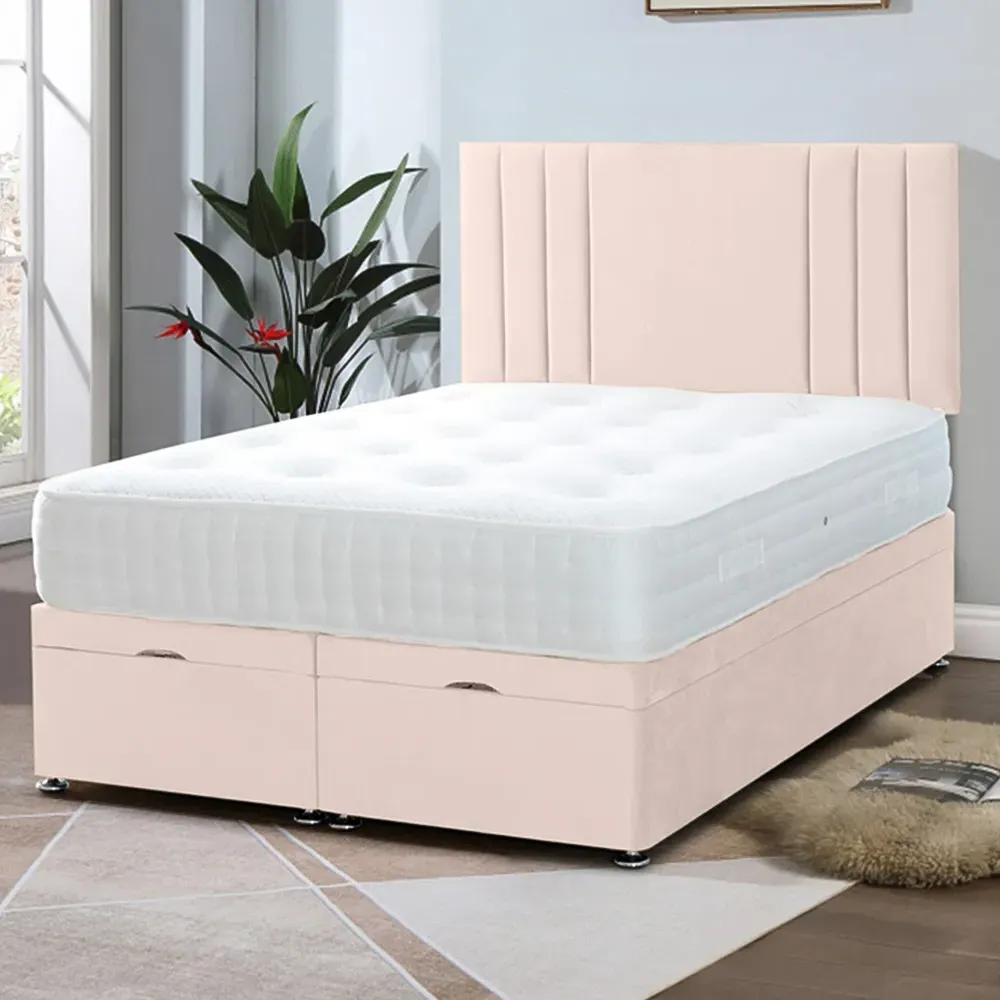 Slumberlyn Super King Size Divan Ottoman Bed with Storage - Blush