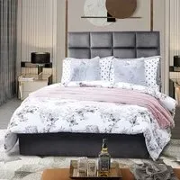 Snoozer King Size Divan Bed with Headboard - Silver, Velvet