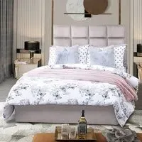 Snoozer King Size Divan Bed with Headboard - Silver, Velvet
