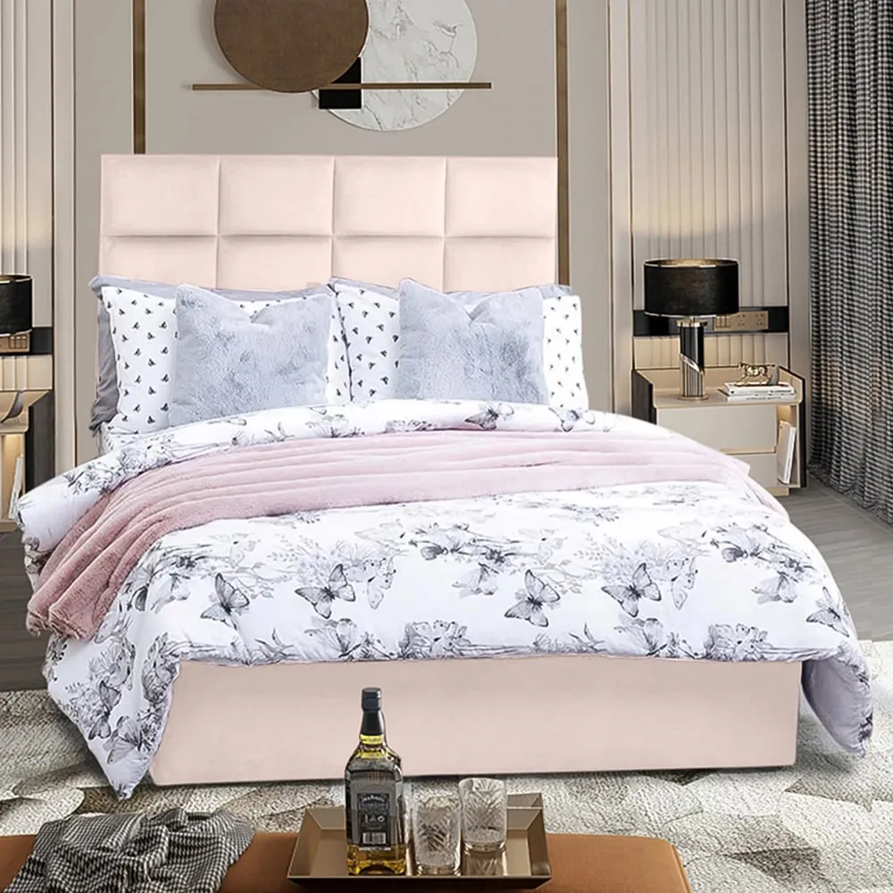 Snoozer Small Double Divan Bed with Headboard - Blush, Velvet