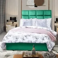 Snoozer Small Double Divan Bed with Headboard - Green, Velvet