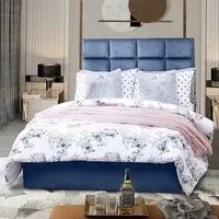 Snoozer Small Double Divan Bed with Headboard - Sapphire, Velvet