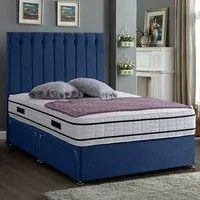 Snuggler King Size Divan Bed with Storage - Blue, Velvet