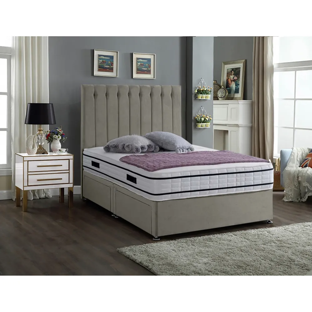 Snuggler King Size Divan Bed with Storage - Grey, Velvet