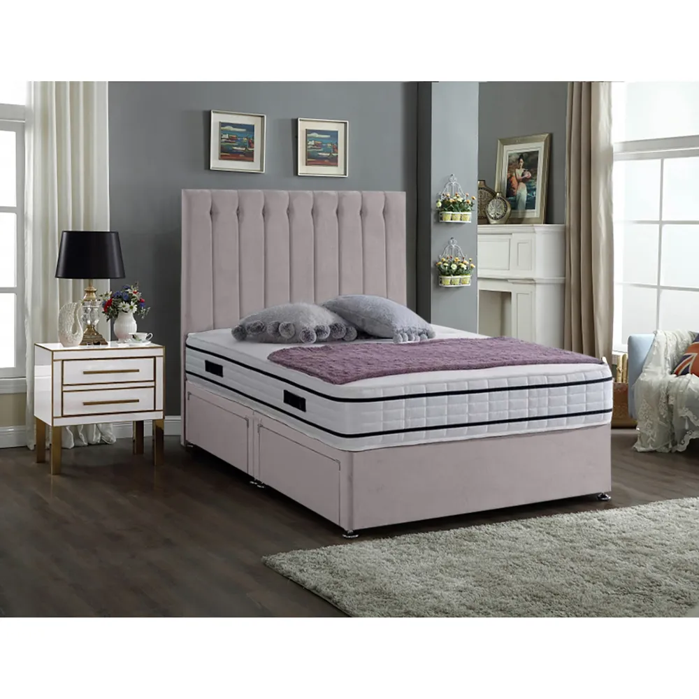 Snuggler Small Double Divan Bed with Storage - Silver, Velvet