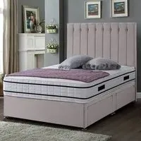 Snuggler Super King Size Divan Bed with Storage - Silver, Velvet