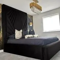 Solia Super King Size Bed Frame with Headboard - Black, Velvet