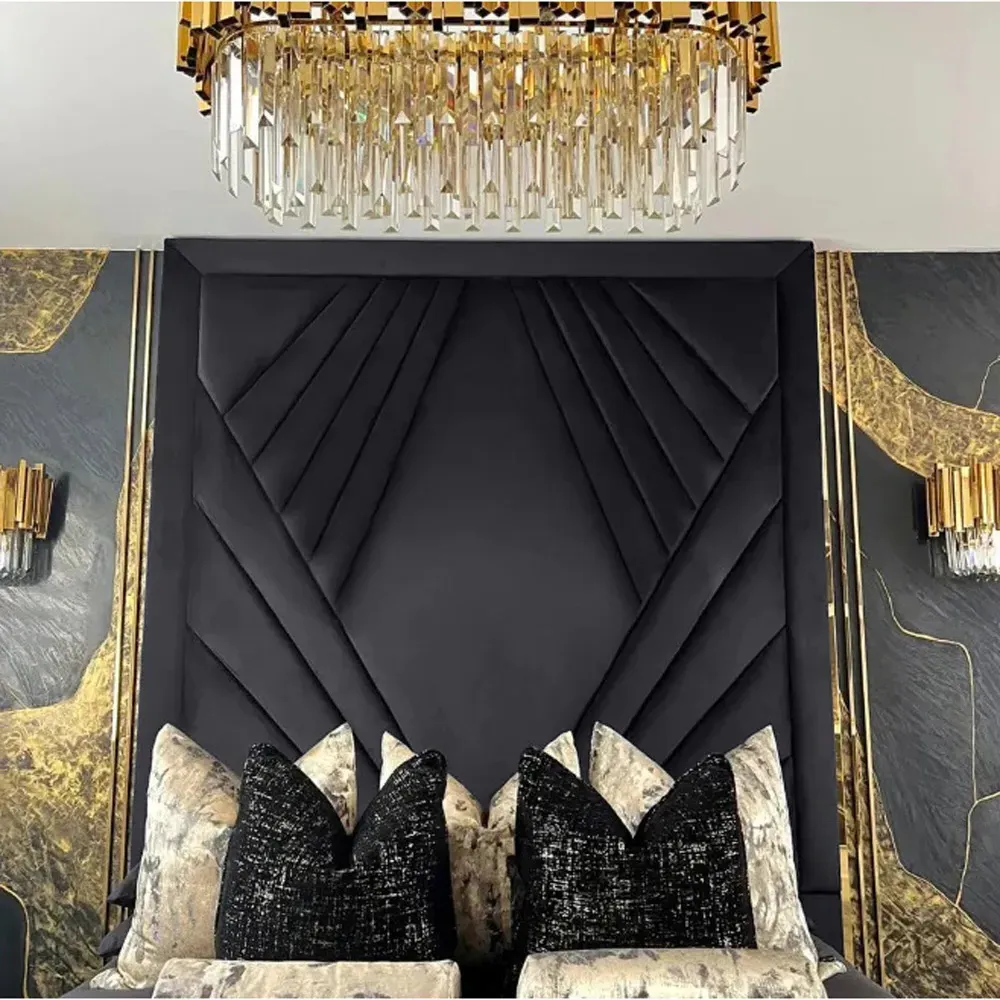 Solia Super King Size Bed Frame with Headboard - Grey, Velvet