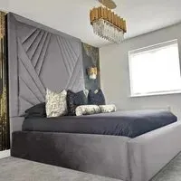 Solia Super King Size Bed Frame with Headboard - Silver, Velvet