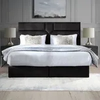 Tranquilite Double Divan Bed with Headboard - Black, Velvet