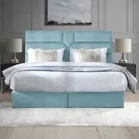 Tranquilite Single Divan Bed with Headboard - Duck Egg, Velvet