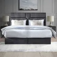 Tranquilite Single Divan Bed with Headboard - Silver, Velvet