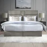 Tranquilite Small Double Divan Bed with Headboard - Grey, Velvet