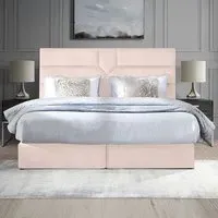 Tranquilite Super King Size Divan Bed with Headboard - Pink, Velvet