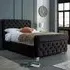 Veneta Double Bed Frame with Chesterfield Headboard - Black, Velvet