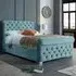 Veneta King Size Bed Frame with Chesterfield Headboard - Blue, Velvet