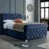 Veneta King Size Bed Frame with Chesterfield Headboard - Blue, Velvet