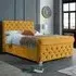 Veneta King Size Bed Frame with Chesterfield Headboard - Mustard, Velvet