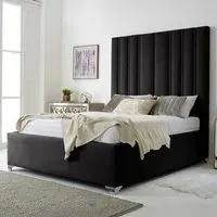 Wilburn Double Bed Frame with Headboard - Black, Velvet
