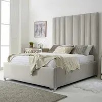 Wilburn Double Bed Frame with Headboard - Silver, Velvet