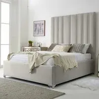 Wilburn King Size Bed Frame with Headboard - Silver, Velvet