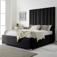 Wilburn Single Bed Frame with Headboard - Black, Velvet