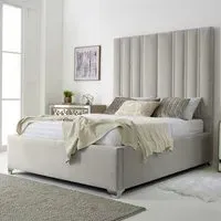 Wilburn Single Bed Frame with Headboard - Silver, Velvet