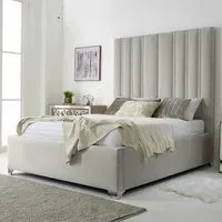 Wilburn Small Double Bed Frame with Headboard - Silver, Velvet