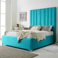 Wilburn Small Double Bed Frame with Headboard - Teal, Velvet