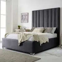 Wilburn Super King Size Bed Frame with Headboard - Grey, Velvet