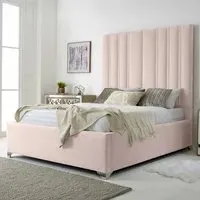 Wilburn Super King Size Bed Frame with Headboard - Pink, Velvet