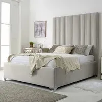 Wilburn Super King Size Bed Frame with Headboard - Silver, Velvet