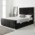 Willard Double Bed Frame with Headboard - Black, Velvet