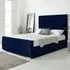 Willard Double Bed Frame with Headboard - Blue, Velvet