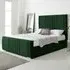 Willard Double Bed Frame with Headboard - Green, Velvet