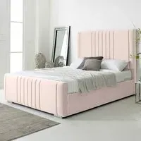 Willard Double Bed Frame with Headboard - Pink, Velvet