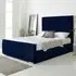 Willard King Size Bed Frame with Headboard - Blue, Velvet