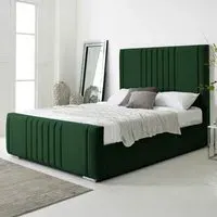 Willard King Size Bed Frame with Headboard - Green, Velvet