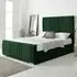 Willard King Size Bed Frame with Headboard - Green, Velvet