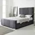 Willard King Size Bed Frame with Headboard - Grey, Velvet
