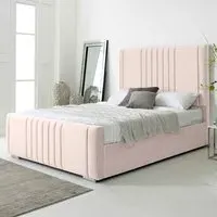 Willard King Size Bed Frame with Headboard - Pink, Velvet