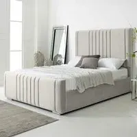 Willard King Size Bed Frame with Headboard - Silver, Velvet