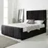 Willard Single Bed Frame with Headboard - Black, Velvet
