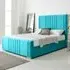 Willard Single Bed Frame with Headboard - Blue, Velvet