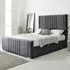 Willard Single Bed Frame with Headboard - Grey, Velvet