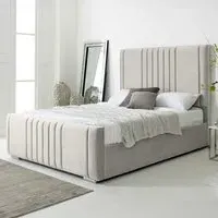 Willard Single Bed Frame with Headboard - Silver, Velvet