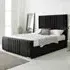 Willard Small Double Bed Frame with Headboard - Black, Velvet