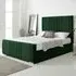 Willard Small Double Bed Frame with Headboard - Green, Velvet