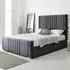Willard Small Double Bed Frame with Headboard - Grey, Velvet